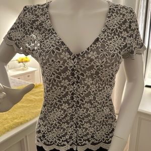 Gray & white lace snap up top size M- Kimchi Blue - Indonesia.